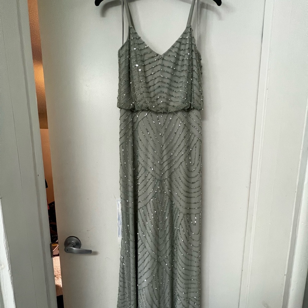 Adrianna Papell Art Deco Beaded Blouson Gown, Mint, size 4 - Picture 3 of 6